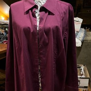 EUC George Woman's Burgundy long sleeve shirt size 22W-24W.